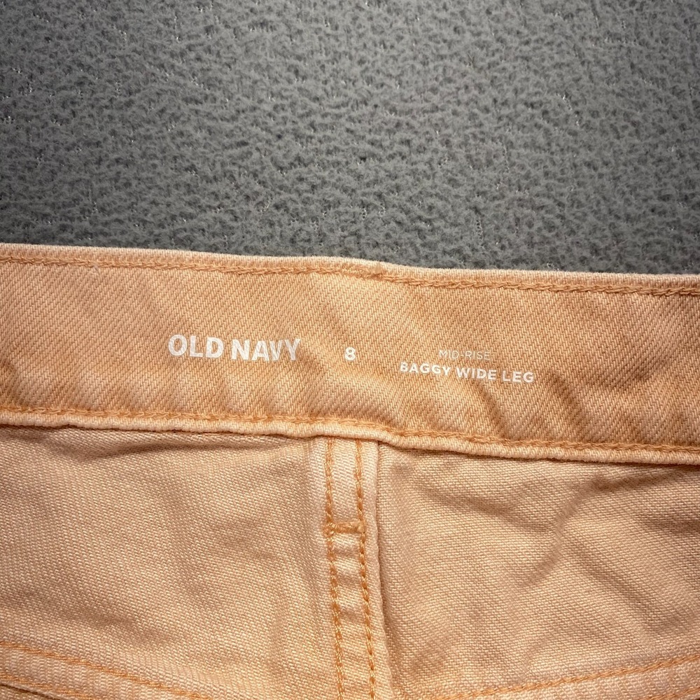 Old Navy Mid Rise Baggy Wide Leg Jeans Womens Size 8 Peach Denim Pockets - Picture 3 of 14